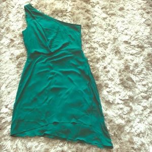 Green BCBG asymmetric one-shoulder dress
